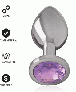 INTENSE - PLUG ANAL METAL ALUMINIO CON CRISTAL VIOLETA TALLA S
