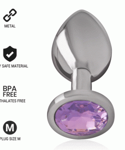 INTENSE - PLUG ANAL METAL ALUMINIO CON CRISTAL VIOLETA TALLA M