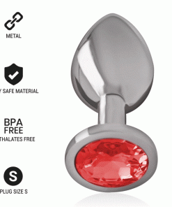 INTENSE - PLUG ANAL METAL ALUMINIO CON CRISTAL ROJO TALLA S