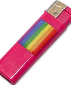 PRIDE - MECHERO FUSCIA CON BANDERA LGBT