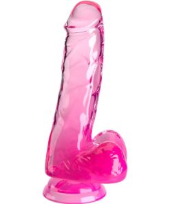 KING COCK - CLEAR PENE REALÍSTICO CON TESTÍCULOS 13.5 CM ROSA
