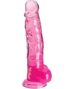 KING COCK - CLEAR PENE REALÍSTICO CON TESTÍCULOS 16.5 CM ROSA