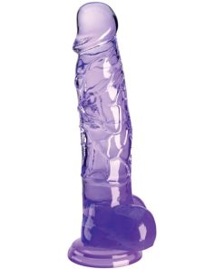 KING COCK - CLEAR PENE REALÍSTICO CON TESTÍCULOS 16.5 CM MORADO