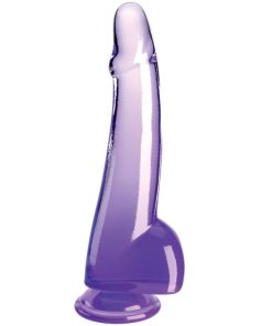 KING COCK - CLEAR DILDO CON TESTÍCULOS 19 CM MORADO