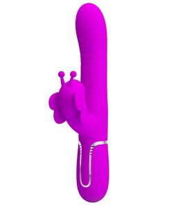 PRETTY LOVE - VIBRADOR RABBIT MULTIFUNCIÓN 4 EN 1 MARIPOSA FUCSIA