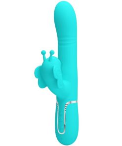 PRETTY LOVE - VIBRADOR RABBIT MULTIFUNCIÓN 4 EN 1 MARIPOSA VERDE AGUA