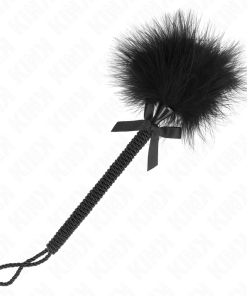 KINK - MASAJEADOR DE CUERDA DE NAILON CON PLUMAS PARA COSQUILLAS Y LAZO NEGRO 25 CM