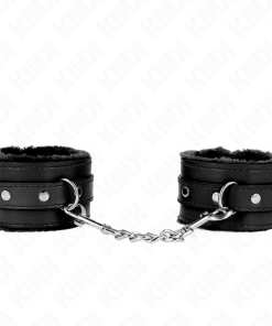 KINK - MUÑEQUERAS FORRADAS PREMIUM NEGRO CON CORREA NEGRO AJUSTABLE 17-29 CM X 6 CM
