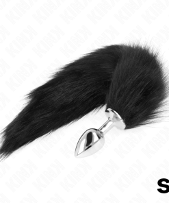 KINK - PLUG ANAL TALLA S 7 X 3 CM CON COLA SINTÉTICA 40 CM NEGRO