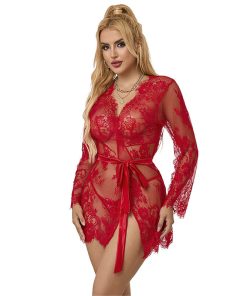 SUBBLIME - 953775 CAMISÓN DE ENCAJE + TANGA ROJO S/M