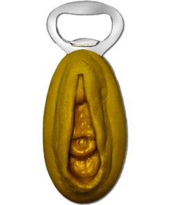 DIABLO PICANTE - ABRIDOR PLATEADO CON FORMA VAGINA DORADA