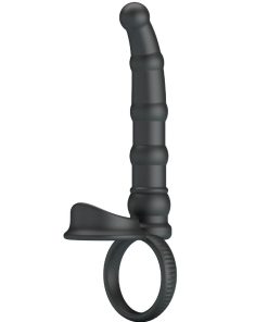 PRETTY LOVE - TATUM ANILLO VIBRADOR PENE CON PLUG 10 VIBRACIONES NEGRO