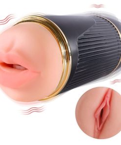 SHEQU - KAY MASTURBADOR DOBLE CON VIBRACIÓN DUAL BOCA Y VAGINA