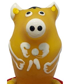 CONDOMERIE - PRESERVATIVO DECORATIVO PINTADO A MANO CERDO SENTADO AMARILLO