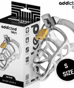 ADDICTED TOYS LOCKED - SILVER LOCK JAULA PARA PENE DE METAL TALLA S