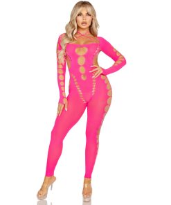 LEG AVENUE - BODYSTOCKING ROSA CON ESPALDA ABIERTA TALLA ÚNICA