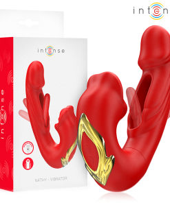 INTENSE - NATHY VIBRADOR DOBLE CON BOCA ESTIMULADORA MULTIFUNCIÓN ROJO