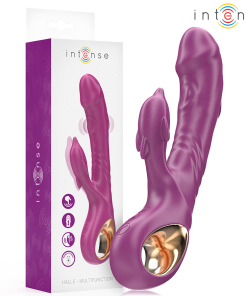 INTENSE - HALLE VIBRADOR MULTIFUNCIÓN CON LENGUA ESTIMULADORA EN FORMA DE DELFÍN MORADO