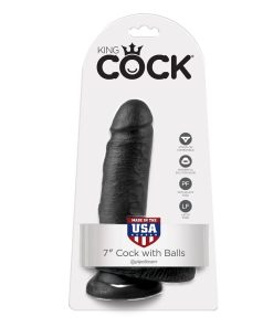 KING COCK - 7 PENE REALÍSTICO NEGRO 17.8 CM