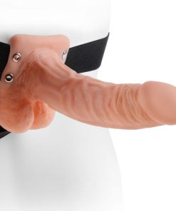 FETISH FANTASY SERIES - 7 HOLLOW STRAP-ON WITH BALLS 17.8CM NATURAL