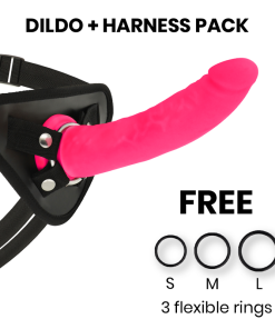DELTA CLUB - TOYS DILDO + ARNES ROSA SILICONA MEDICA 20 CM -O- 4 CM